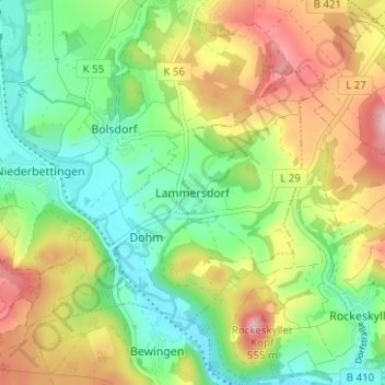 Mapa topográfico Lammersdorf, altitud, relieve