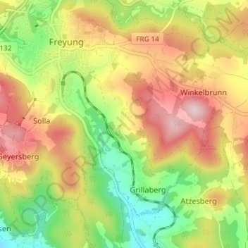 Mapa topográfico Pittersberg, altitud, relieve
