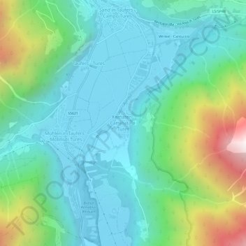 Mapa topográfico Kematen, altitud, relieve
