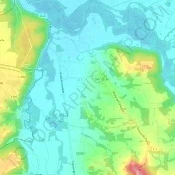 Mapa topográfico Rivière, altitud, relieve