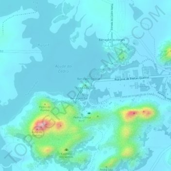 Mapa topográfico Pedra Faladeira, altitud, relieve