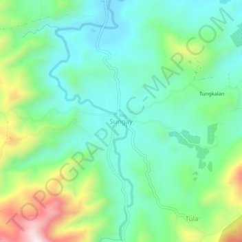 Mapa topográfico Sungay, altitud, relieve