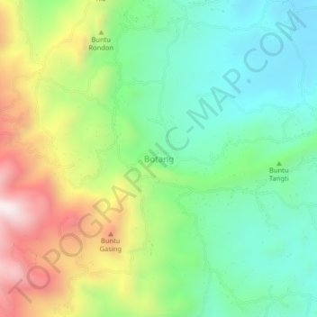 Mapa topográfico Botang, altitud, relieve