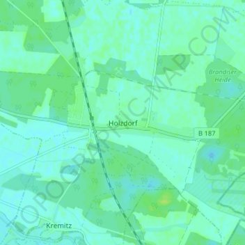 Mapa topográfico Holzdorf, altitud, relieve
