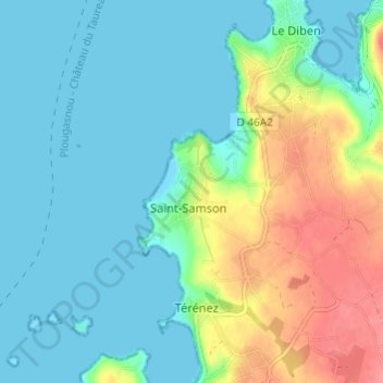 Mapa topográfico Kerdies, altitud, relieve