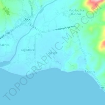 Mapa topográfico Olo-olo, altitud, relieve