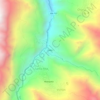Mapa topográfico Callo, altitud, relieve