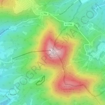 Mapa topográfico Merkur, altitud, relieve