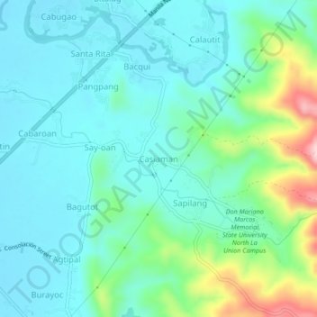 Mapa topográfico Casiaman, altitud, relieve