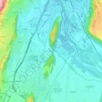 Mapa topográfico Le Grand Rochefort, altitud, relieve