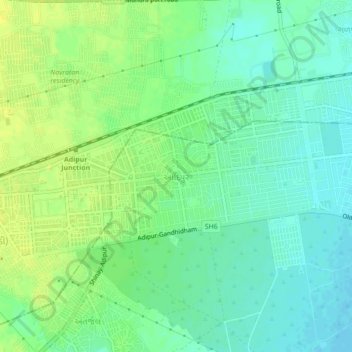 Mapa topográfico Adipur, altitud, relieve