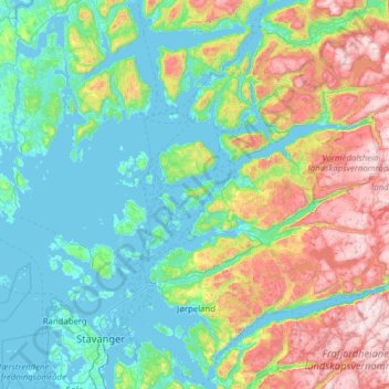 Mapa topográfico Randøy, altitud, relieve
