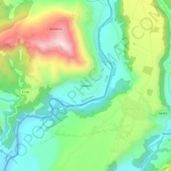 Mapa topográfico Dhawa, altitud, relieve