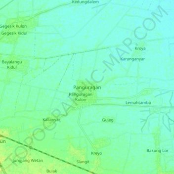 Mapa topográfico Panguragan, altitud, relieve