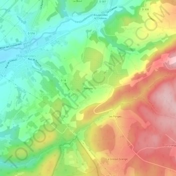Mapa topográfico Blanzey, altitud, relieve
