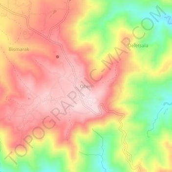 Mapa topográfico Oben, altitud, relieve