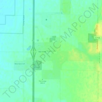 Mapa topográfico Bancroft, altitud, relieve