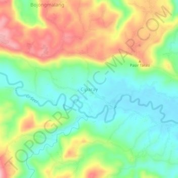 Mapa topográfico Ciparay, altitud, relieve