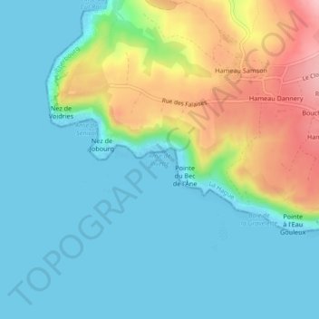 Mapa topográfico Anse de Pivette, altitud, relieve
