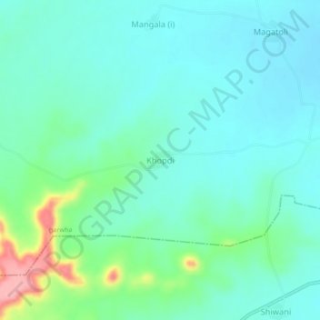 Mapa topográfico Khopdi, altitud, relieve
