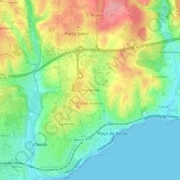 Mapa topográfico Nova Morada, altitud, relieve