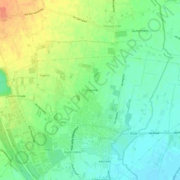 Mapa topográfico Ca'mazzane, altitud, relieve
