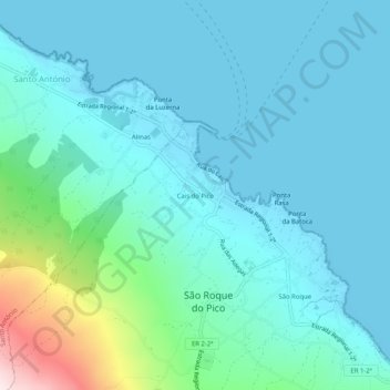 Mapa topográfico Cais do Pico, altitud, relieve