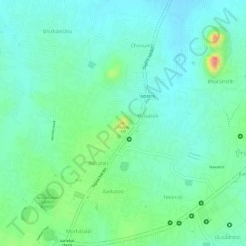 Mapa topográfico Tagore hill, altitud, relieve