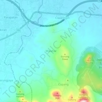 Mapa topográfico Walahar, altitud, relieve