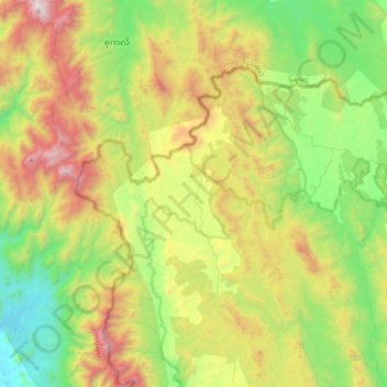 Mapa topográfico Mae Chan, altitud, relieve