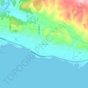 Mapa topográfico Okurcalar, altitud, relieve
