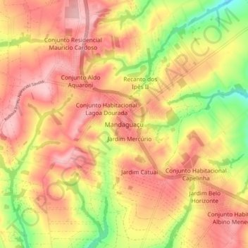 Mapa topográfico Mandaguaçu, altitud, relieve