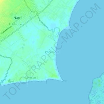 Mapa topográfico Panacan II, altitud, relieve
