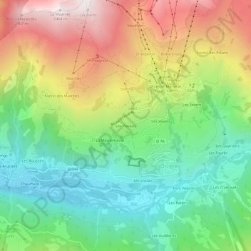 Mapa topográfico Les Plautus, altitud, relieve