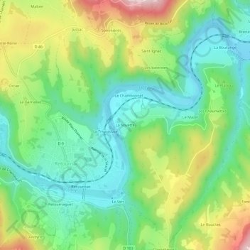 Mapa topográfico La Navette, altitud, relieve