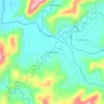 Mapa topográfico Mandulog, altitud, relieve