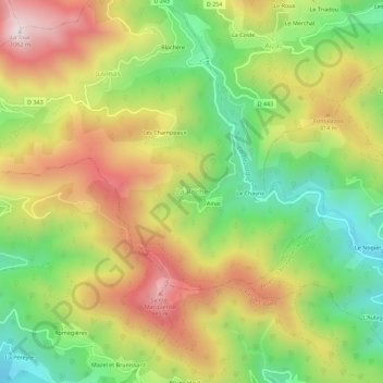 Mapa topográfico La Roche, altitud, relieve