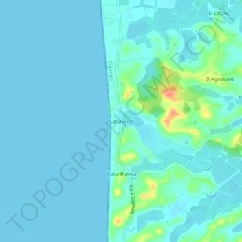 Mapa topográfico Cañaveral, altitud, relieve