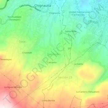 Mapa topográfico San Isidro, altitud, relieve