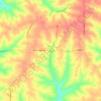 Mapa topográfico Postville, altitud, relieve