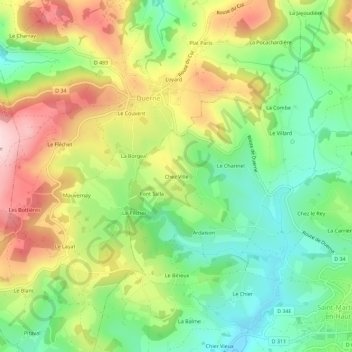Mapa topográfico Chez Ville, altitud, relieve