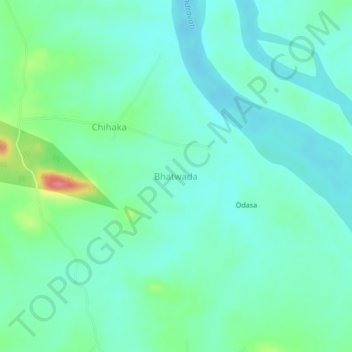 Mapa topográfico Bhatwada, altitud, relieve