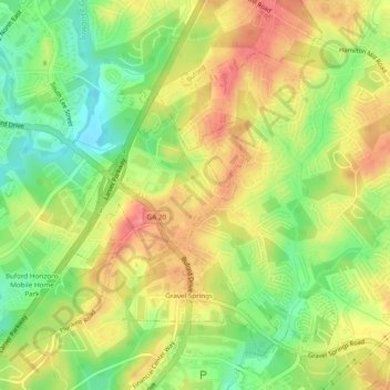 Mapa topográfico Rock Creek Estates, altitud, relieve