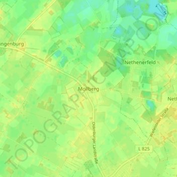Mapa topográfico Mollberg, altitud, relieve