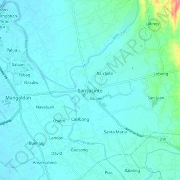 Mapa topográfico San Jacinto, altitud, relieve