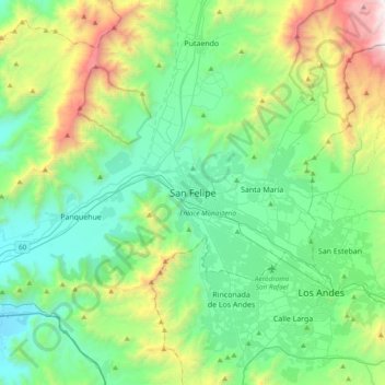 Mapa topográfico San Felipe, altitud, relieve