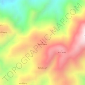 Mapa topográfico Buttu Pasapa, altitud, relieve