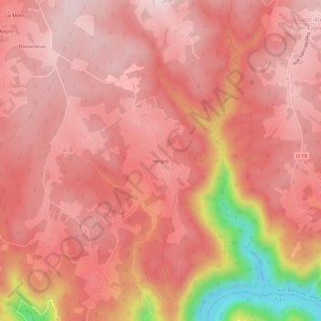 Mapa topográfico Vergne, altitud, relieve