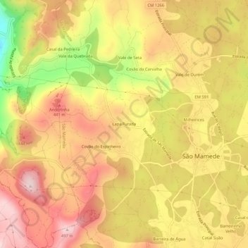 Mapa topográfico Lapa Furada, altitud, relieve