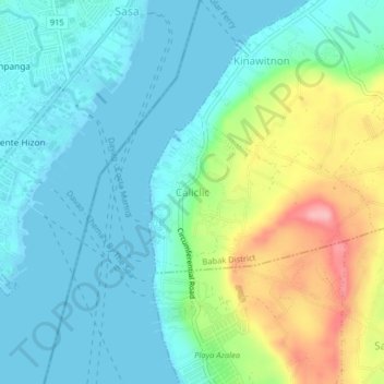 Mapa topográfico Caliclic, altitud, relieve